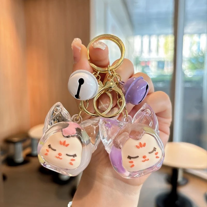 网红亚克力彩豆流沙瓶钥匙扣可爱kiki摆件公仔包包挂件礼品钥匙链