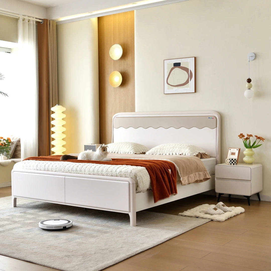 实木床双人床婚床主卧床1.8米床全实木大床1.5米床简约轻奢床