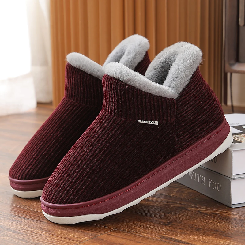 中老年家居新款保暖棉鞋加绒加厚保暖棉鞋包跟防滑女人耐穿棉拖鞋