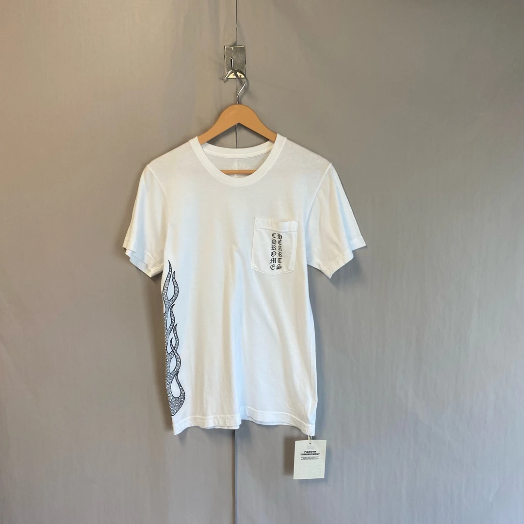 99新 Chrome Hearts/克罗心 黑色口袋腰间火焰图腾短袖s码 #6377