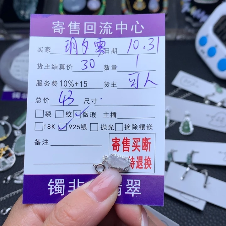 颈饰银S925镶嵌翡翠玥*雾