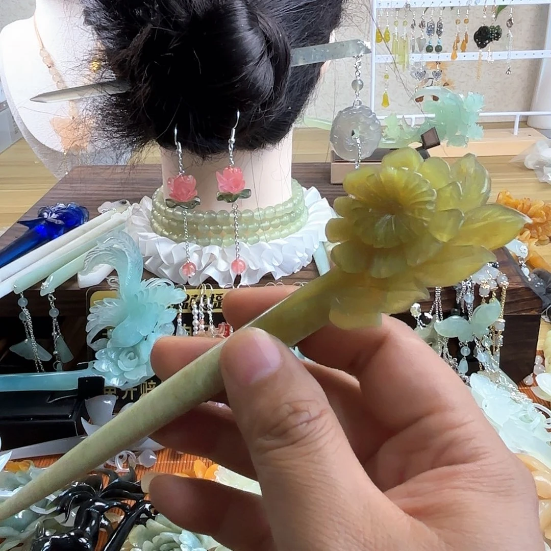 蛇纹石玉合金发饰