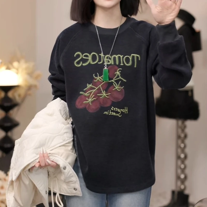 2025早秋氛围感英文休闲显瘦拼色精致卫衣LK2507155