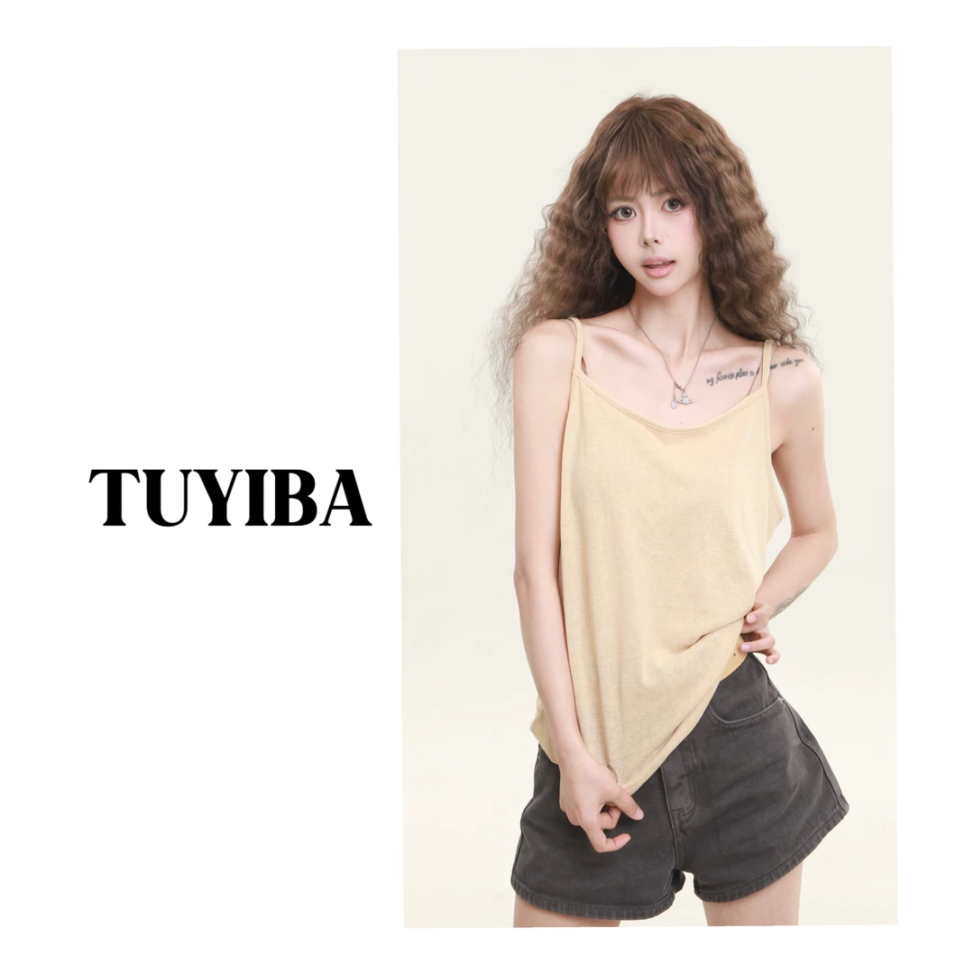 【兔兔】新款通勤舒适时尚百搭休闲无袖打底上衣 2728