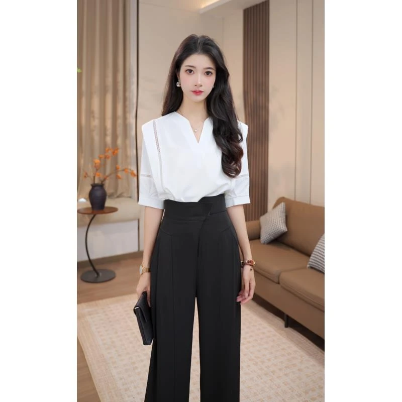 【粤粤】韩版时尚白色衬衫女2025夏季新款镂空休闲显瘦百搭上衣女