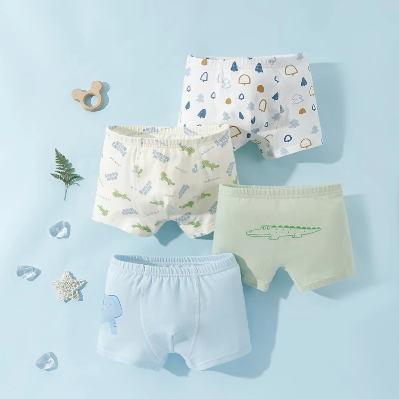 儿童内裤男童纯棉a类四角宝宝男孩中大童小孩不夹屁短裤全棉平角