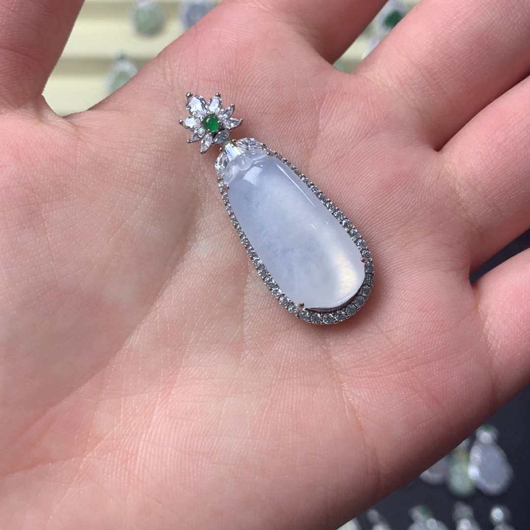 翡翠银S925镶嵌挂件