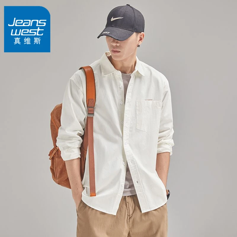 真维斯轻奢痞帅秋季新款日系复古潮流百搭宽松长袖衬衫潮流美式新