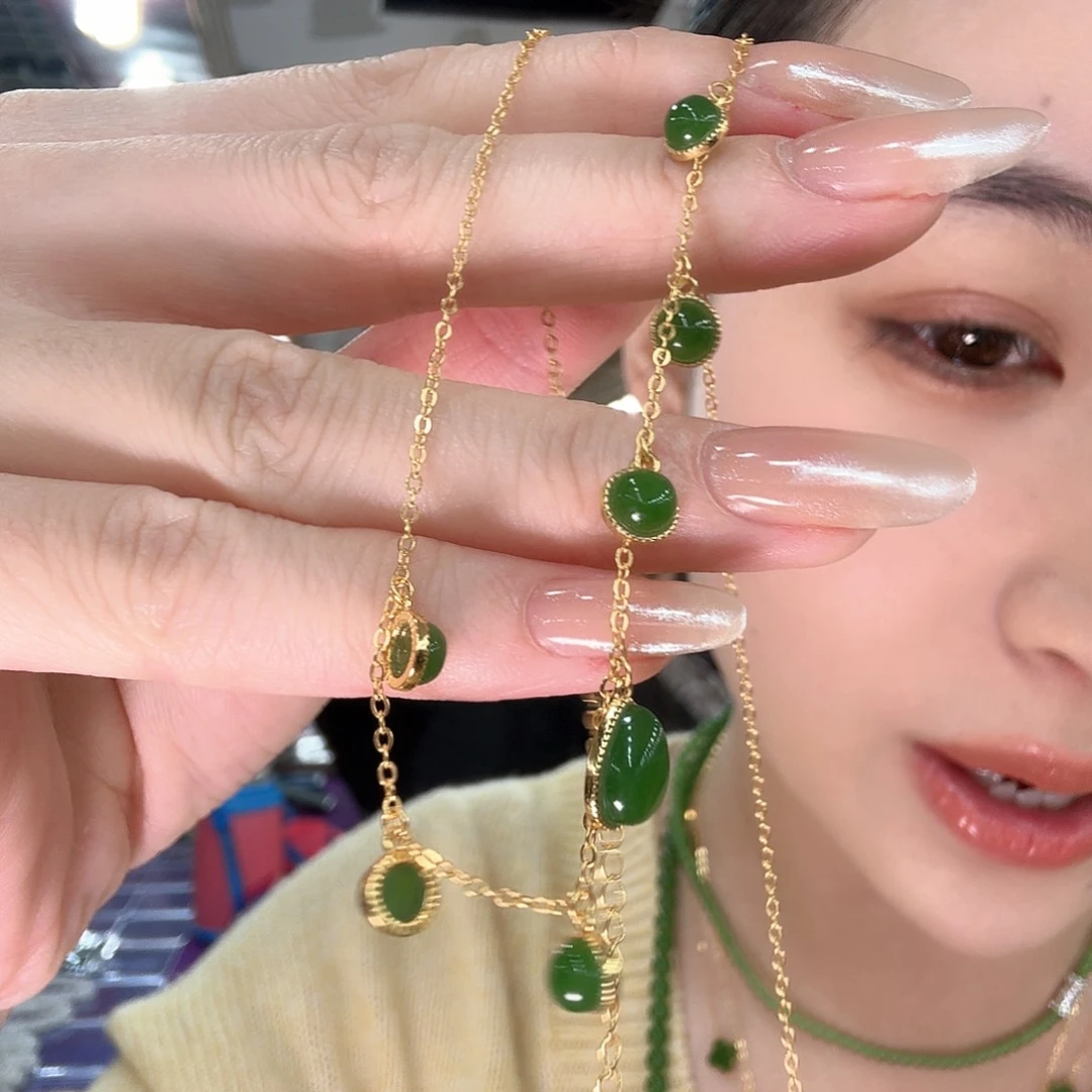 和田玉颈饰银S925镶嵌