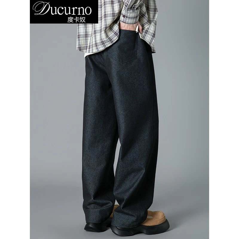 2025新款秋季直筒阔腿裤男士休闲裤宽松韩版垂坠感长裤男装潮流