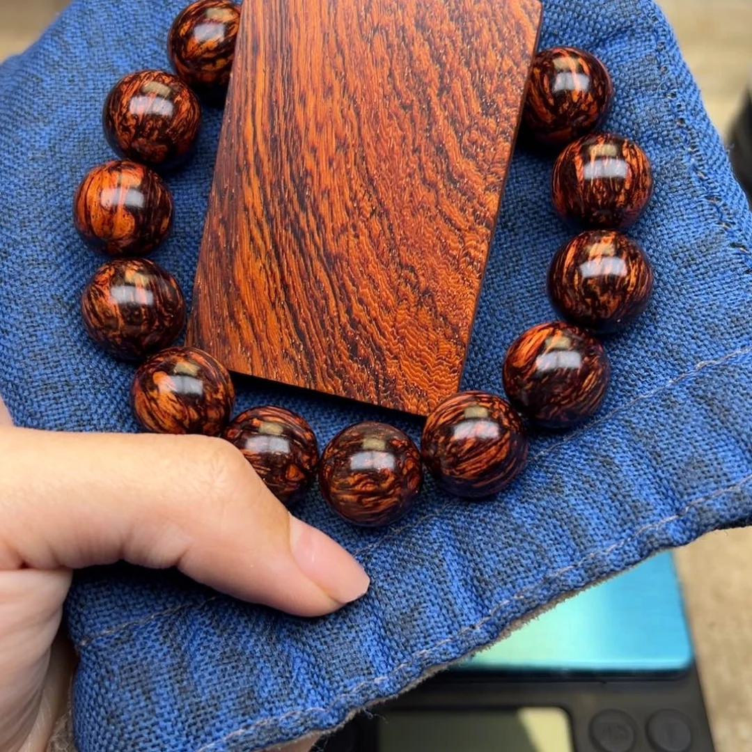 冰***夏手串/手链花梨木类红降15圆珠➕无事牌超一档货093