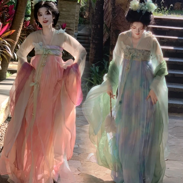 【朝桦庄】南北朝一套齐胸汉服飘逸春夏新款4.5米摆一片式下裙