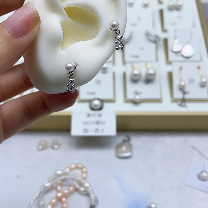 淡水珍珠耳饰银S925镶嵌灌*包