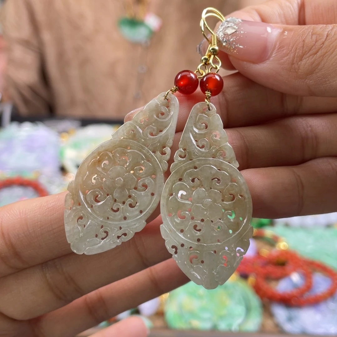 翡翠未镶嵌耳饰代编织