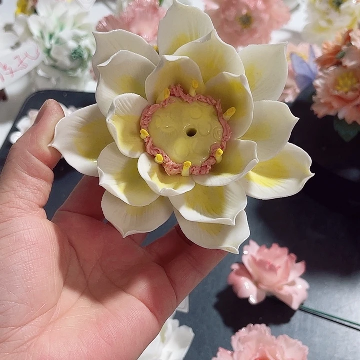 瓷片纯陶瓷手工捏花