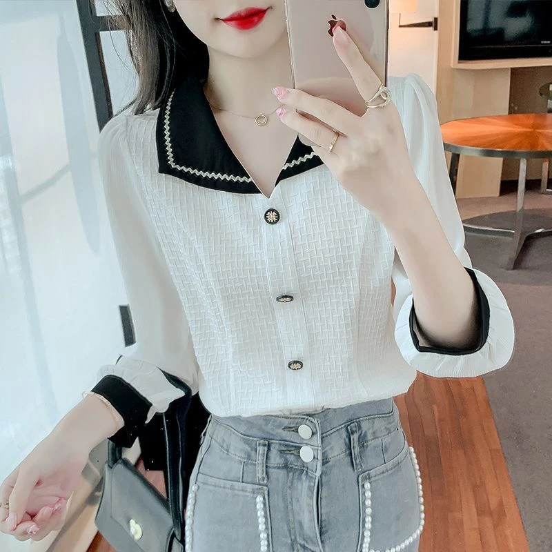 衬衫女2025春夏新款时尚百搭上衣洋气减龄百搭气质别致雪纺衫小衫