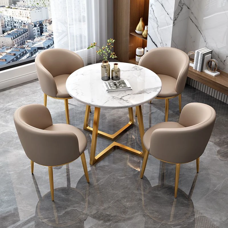 意式轻奢岩板洽谈桌椅组合售楼处休闲会客接待奶茶店桌椅网红桌子