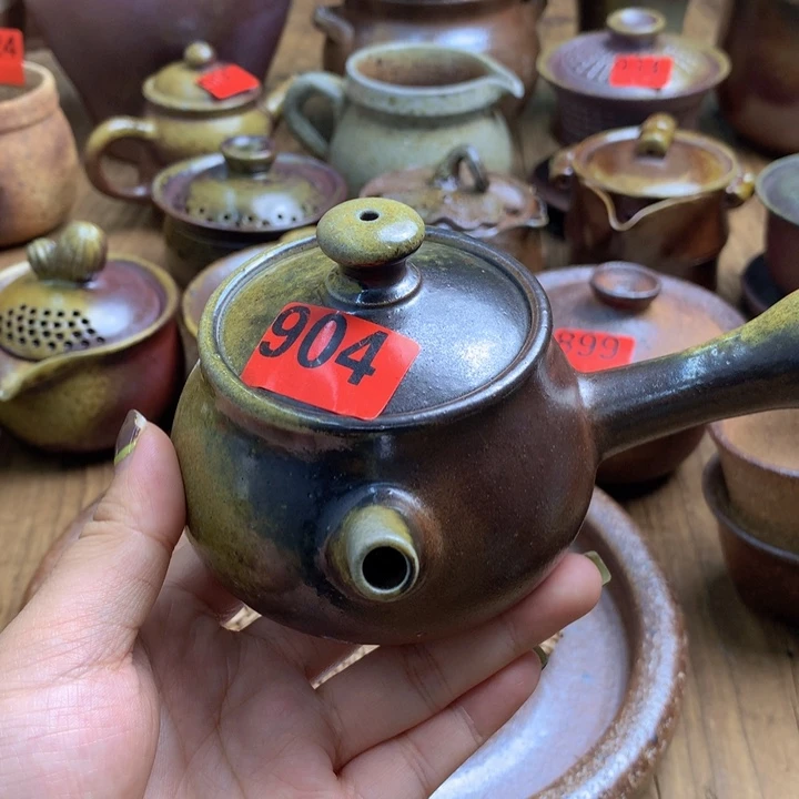 柴烧侧把壶220毫升一物一拍