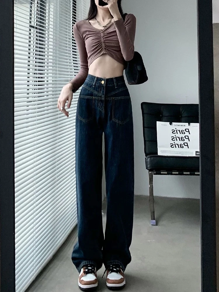【兮】【孤品】2025年秋季新款高腰牛仔裤女显瘦百搭阔腿裤