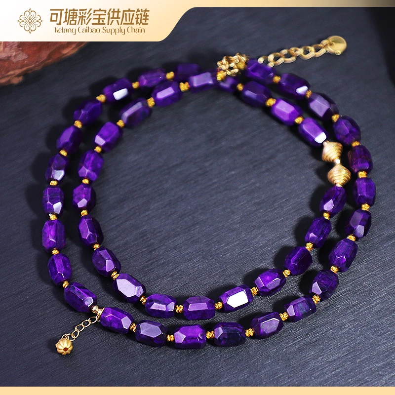 南非舒俱来 18K金 SS级荧光玻璃紫项链合集1600 KTCB-4103