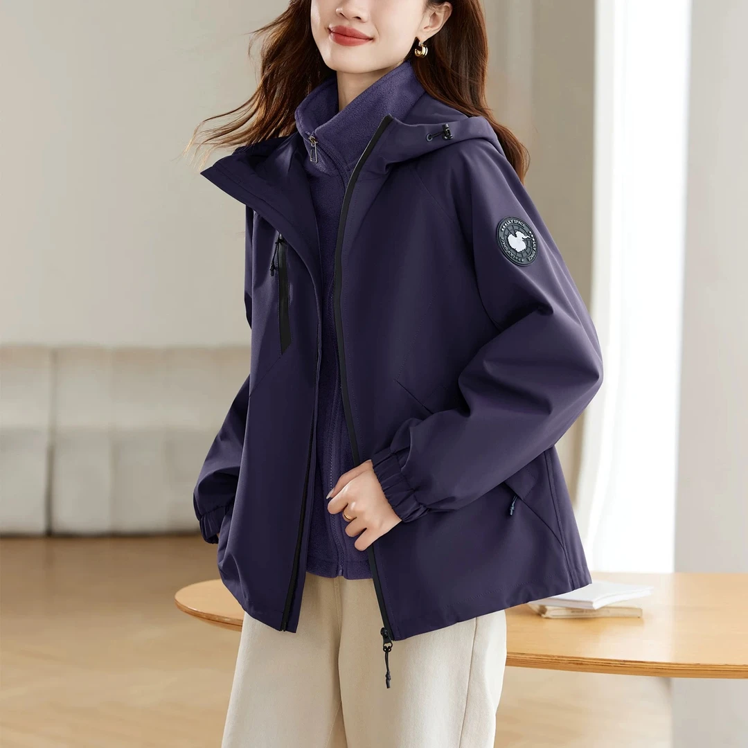 冲锋衣加绒加厚棉服女2025年冬新款可拆内胆派克服保暖时尚外套潮