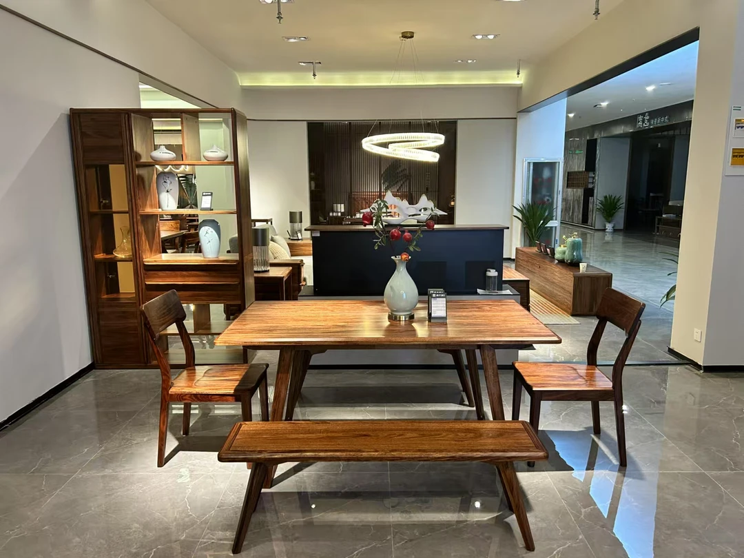 家具实木家具实木餐桌餐椅乌金木餐桌中式家具餐厅家具全实木家具