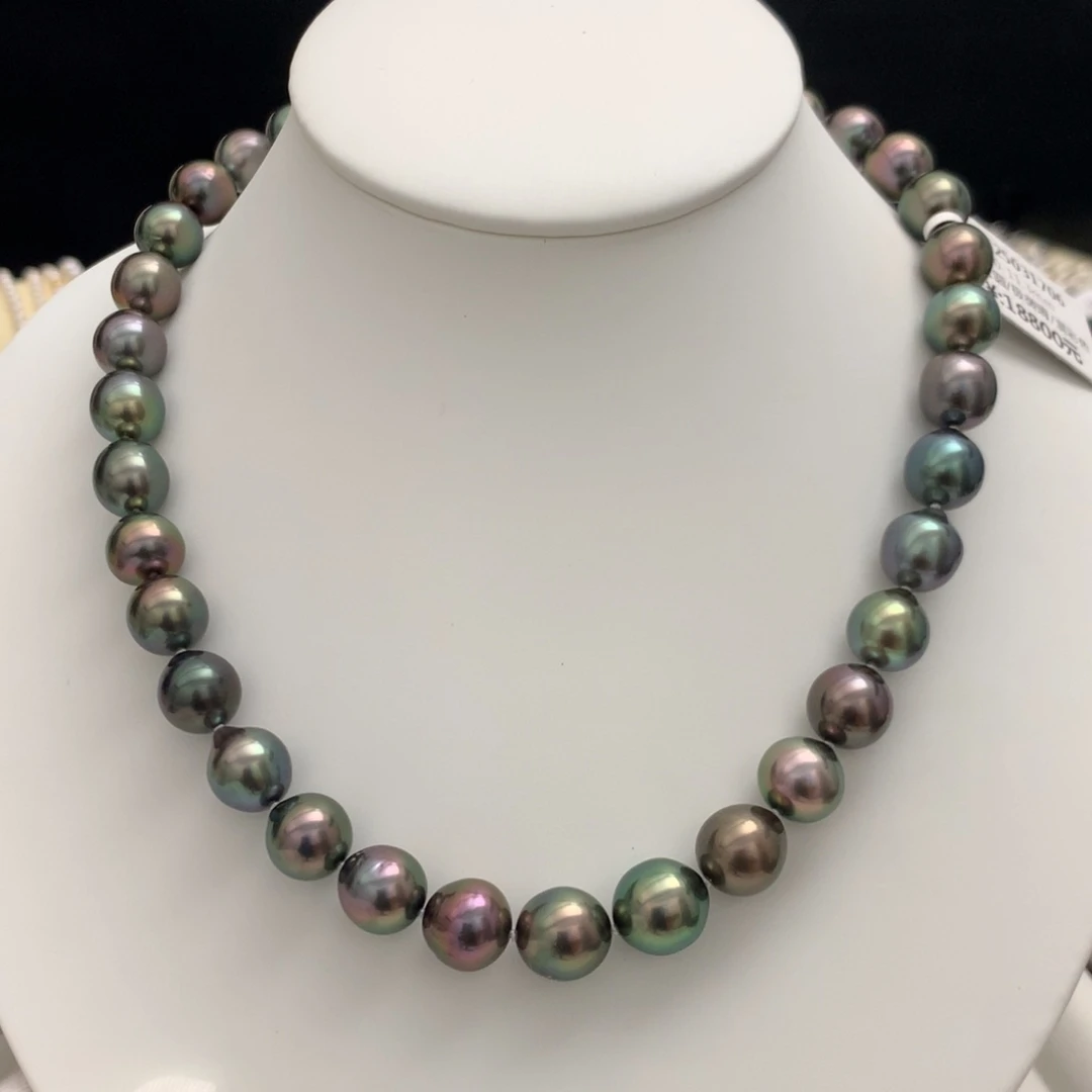颈饰海水珍珠未镶嵌10-11.3mm大溪地黑珍珠项链