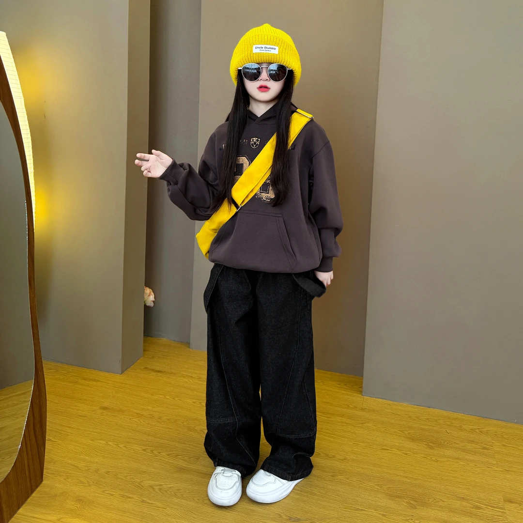 女童休闲韩系春秋2025新款儿童洋气时髦秋装卫衣牛仔裤童装套装潮