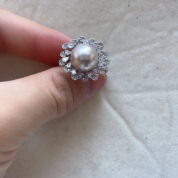 海水珍珠戒指银S925镶嵌