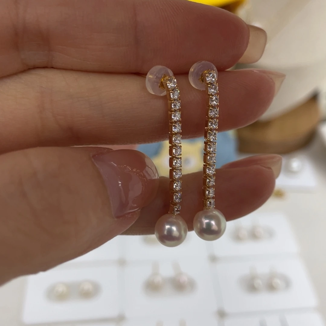 银S925镶嵌耳饰海水珍珠