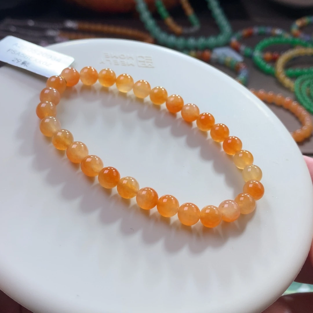 未镶嵌手链翡翠特色冰种天然红黄翡西柚色单圈手链卡6.1