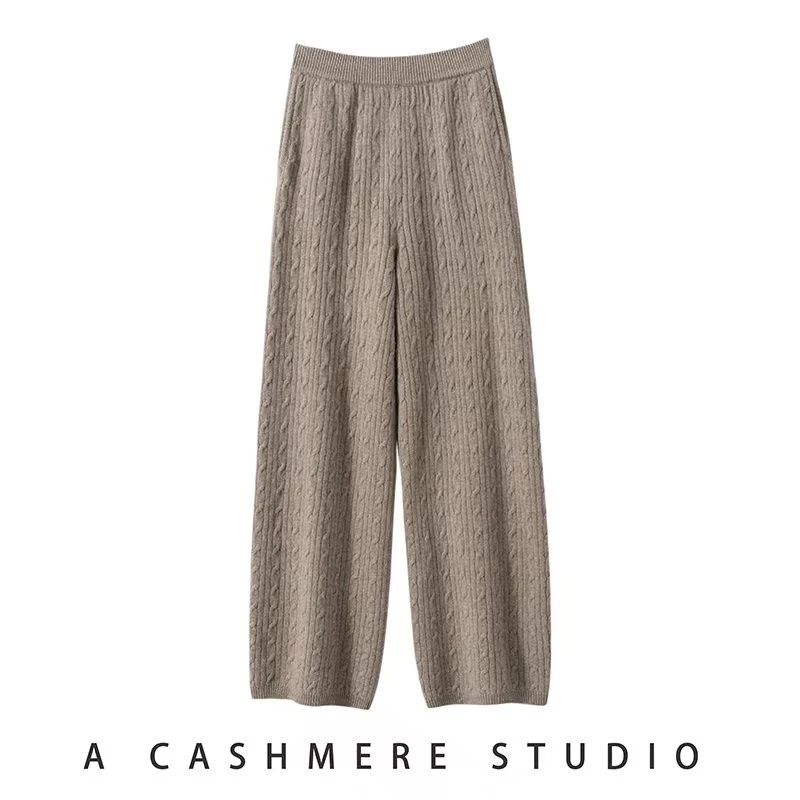 秋冬新款羊绒衫加厚高腰裤子山羊绒复古宽松内搭针织衫XT2450