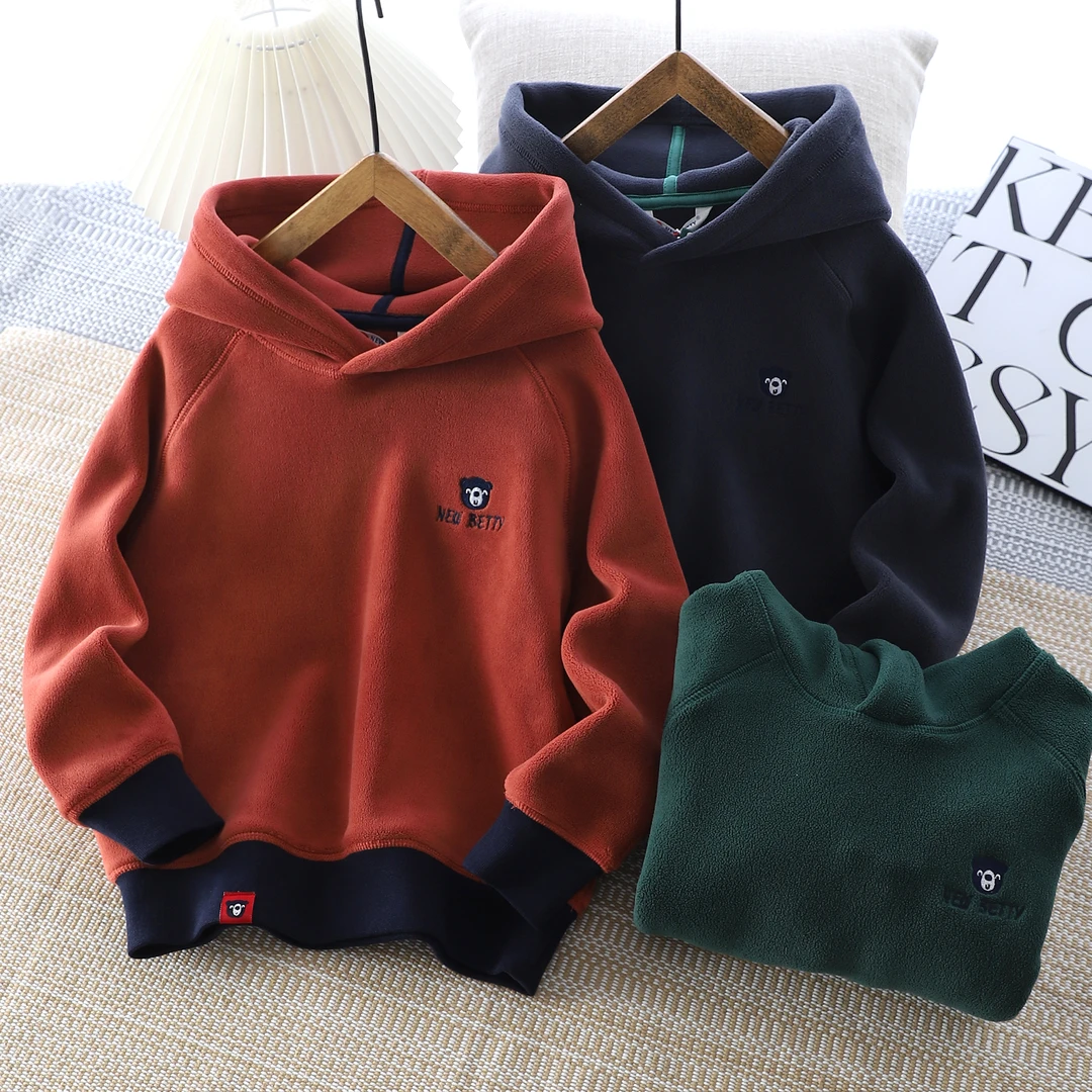 儿童冬季长袖奥粒绒卫衣保暖舒适大童卫衣带帽-229