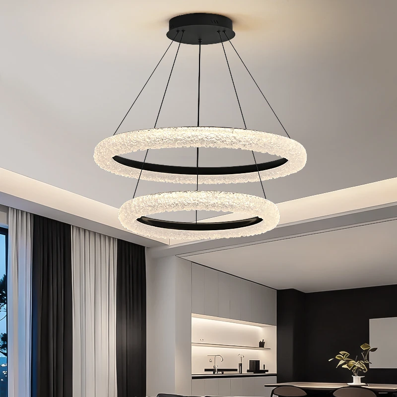 意式极简客厅吸顶灯现代轻奢创意高端护眼双圈大厅别野树脂大吊灯