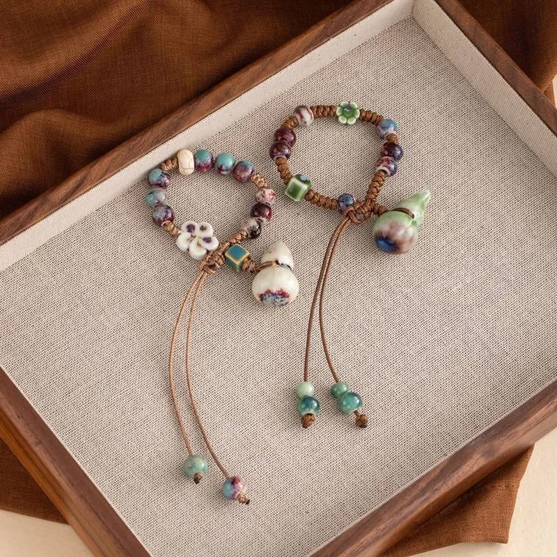 铜合金亚克力手链 民族风新中式小文艺复古风手工手饰串珠小众