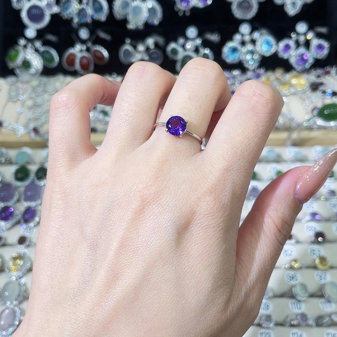 戒指银S925镶嵌紫晶