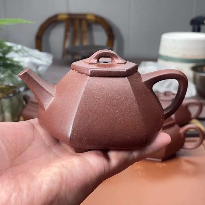 紫砂茶壶原矿无添加手磨料底槽清六方子冶