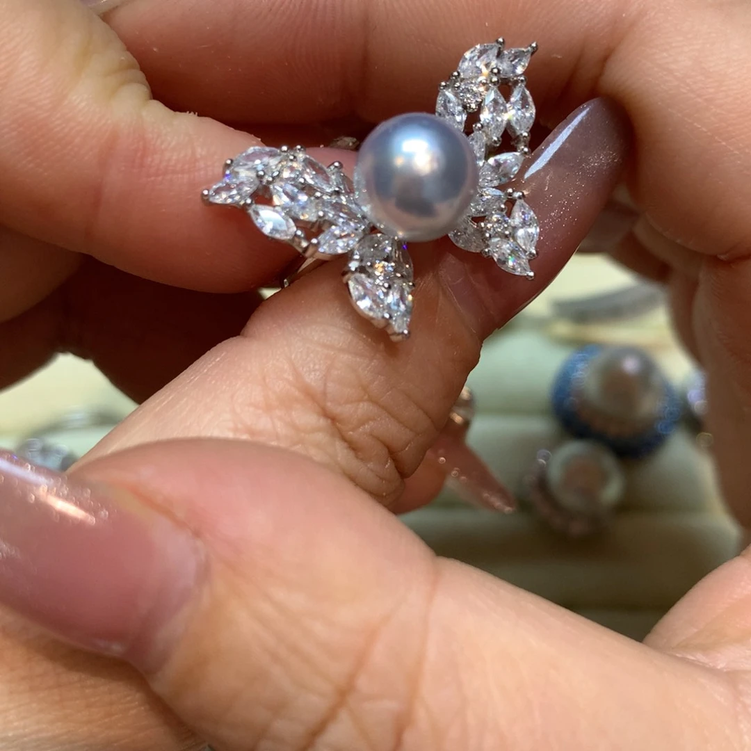 海水珍珠戒指银S925镶嵌