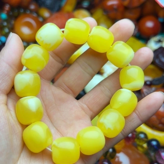 琥珀（花珀）手串未镶嵌蜜蜡