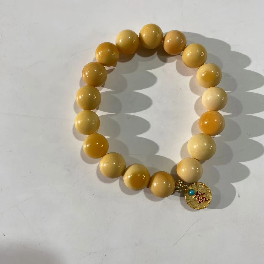预售石英质玉（缅黄）溏心单圈WG001025手串12mm