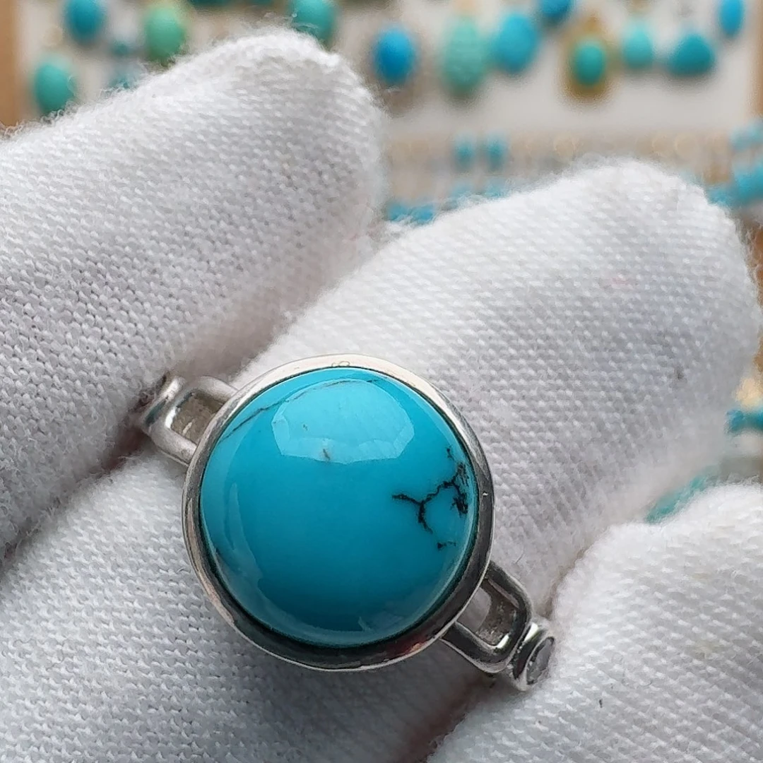 绿松石银S925镶嵌戒指