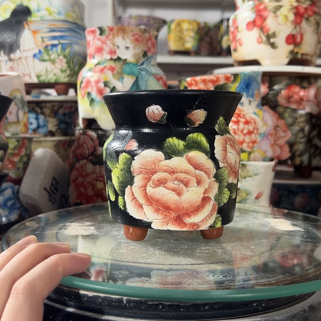 景德镇手绘花盆幸运花盆