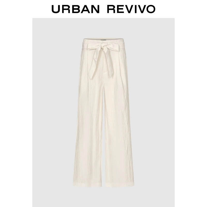 UR2025夏季新款女装慵懒休闲风垂感腰带阔腿裤UIS650012