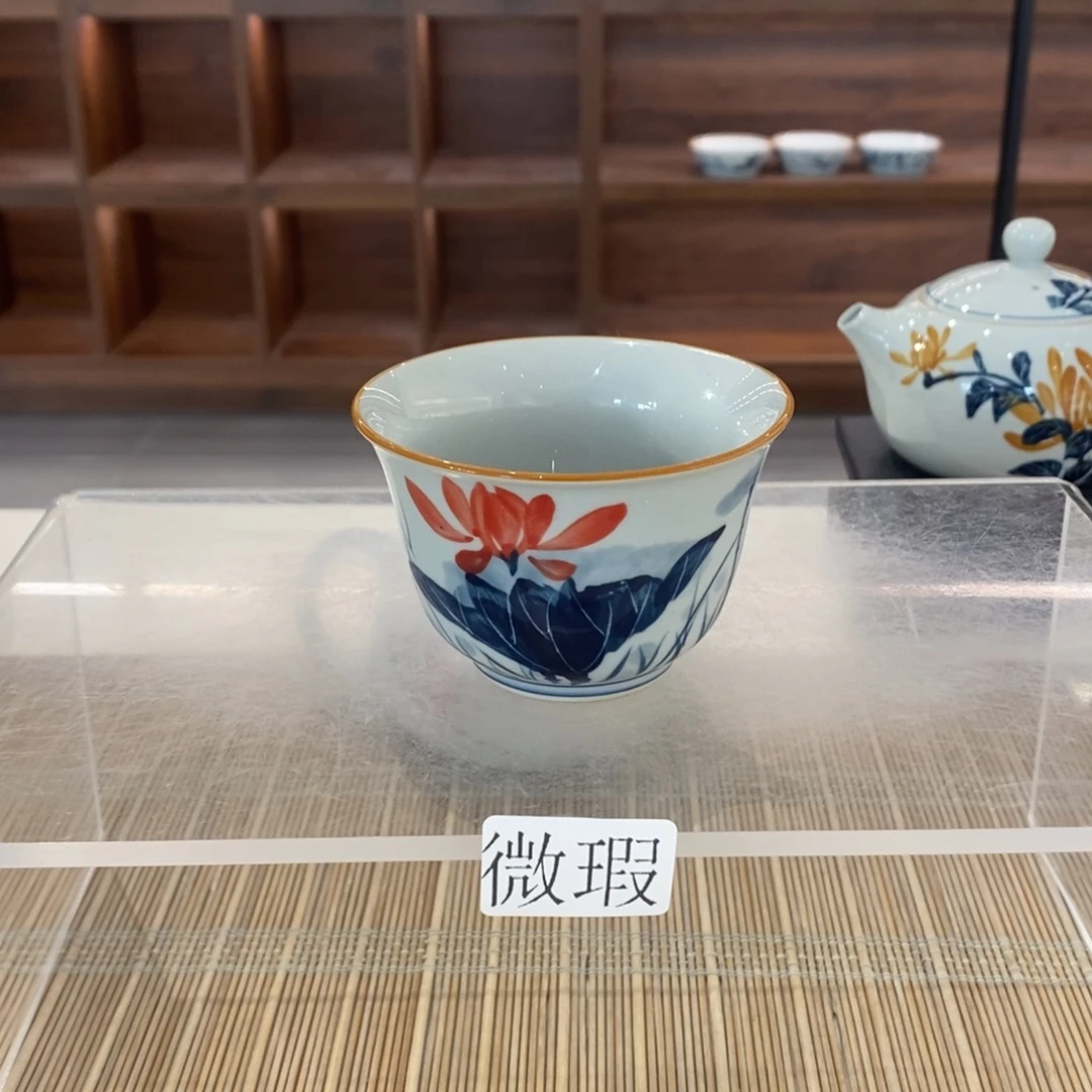 釉下手绘茶具微瑕手工绘制