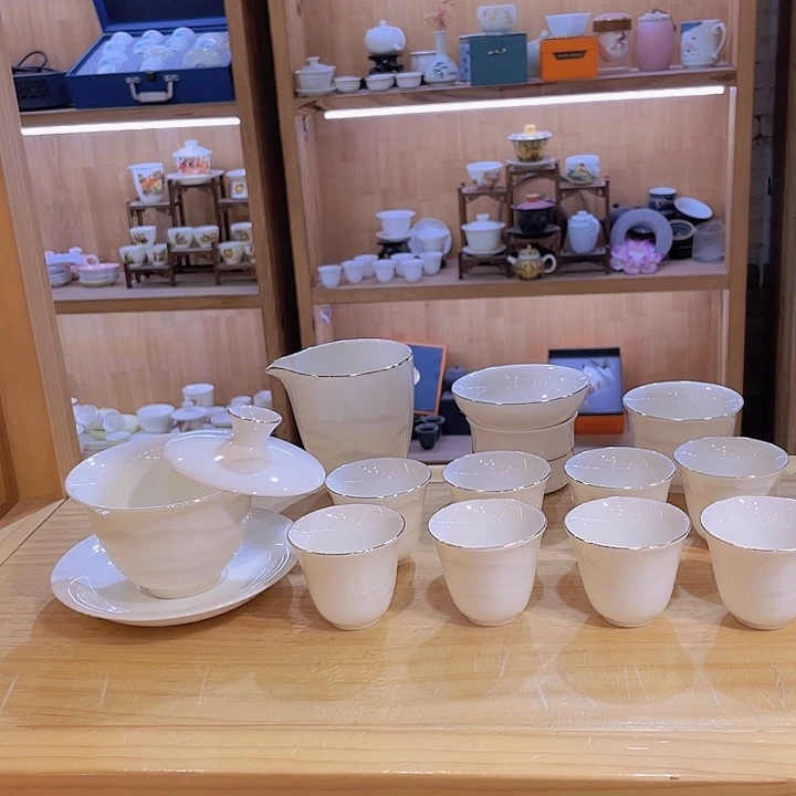 水墨千里羊脂玉套装