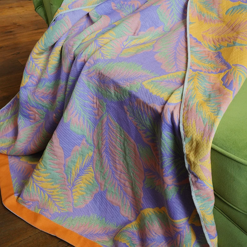 紫气东来羽毛多层全棉盖毯