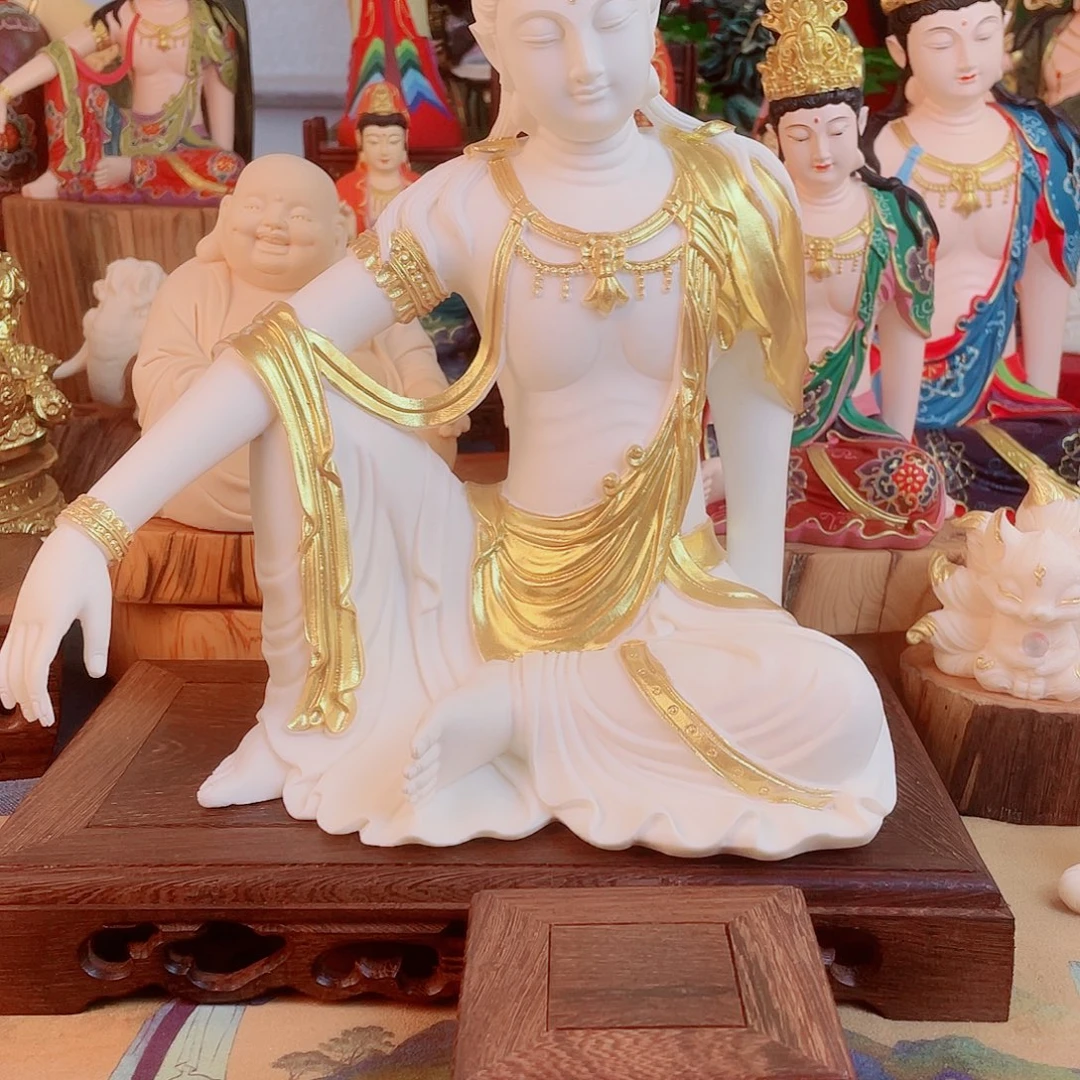 金****石材自在观音摆件