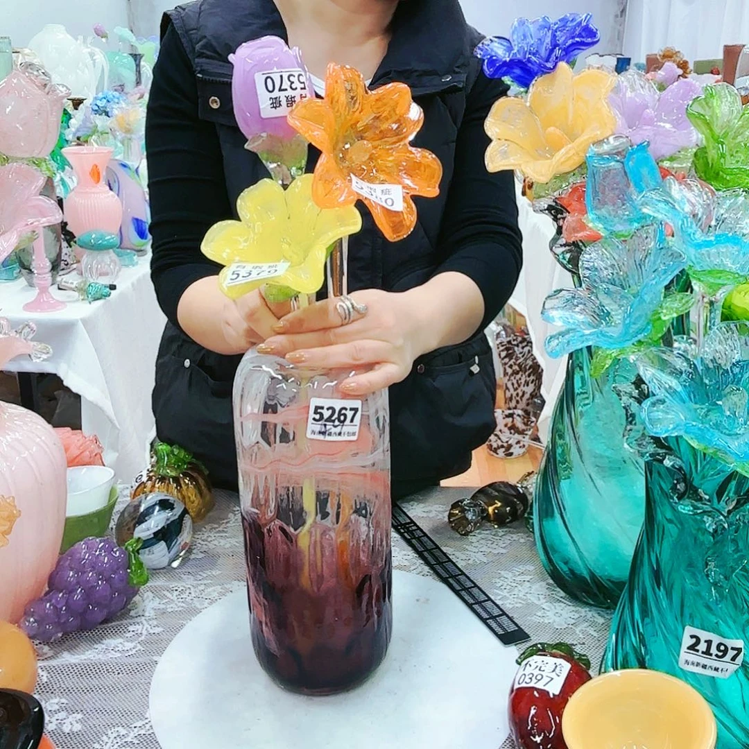 瑕疵福利不退不换琉璃花瓶艺术品