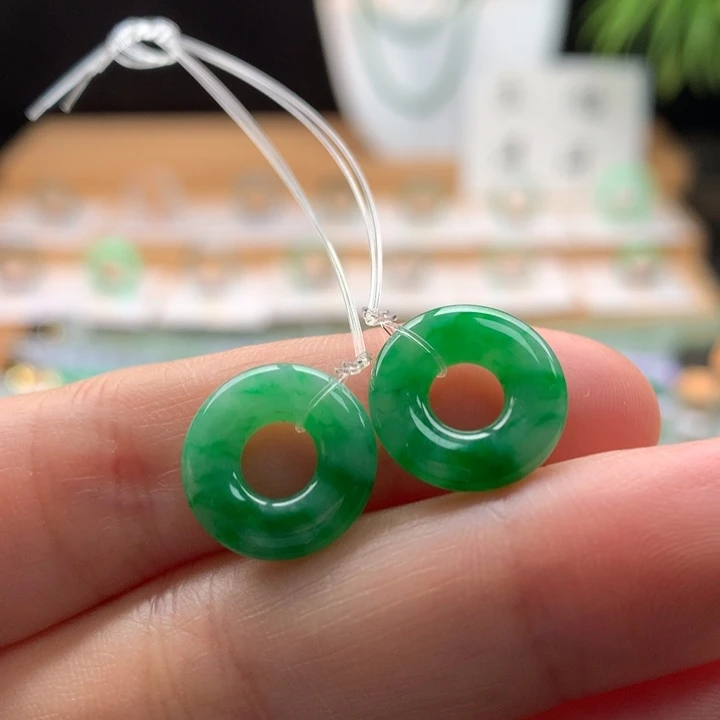 翡翠未镶嵌耳饰天然缅甸A货翡翠