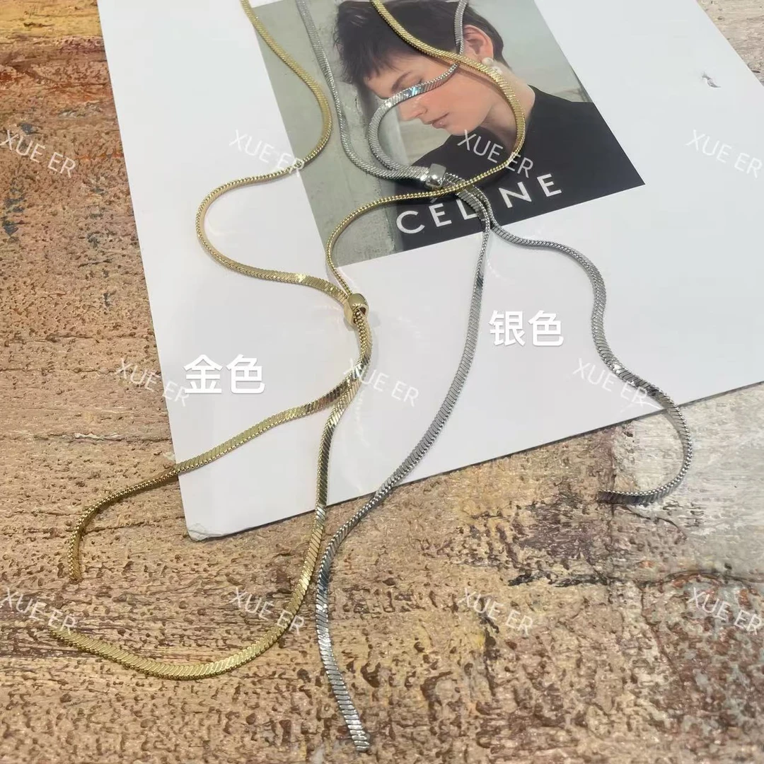 钛钢项链 雪儿 X27735轻奢小众设计款饰品锁骨项链毛衣链胸链条